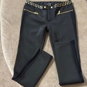 Versace Black Pants with Gold Medallions